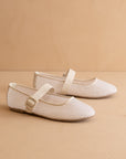 The Gem | Ivory Gem Embellished Mesh Mary Jane Flat