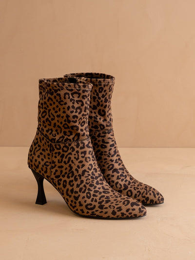 The Goldie | Leopard Print Sculpt Heel Ankle Bootie