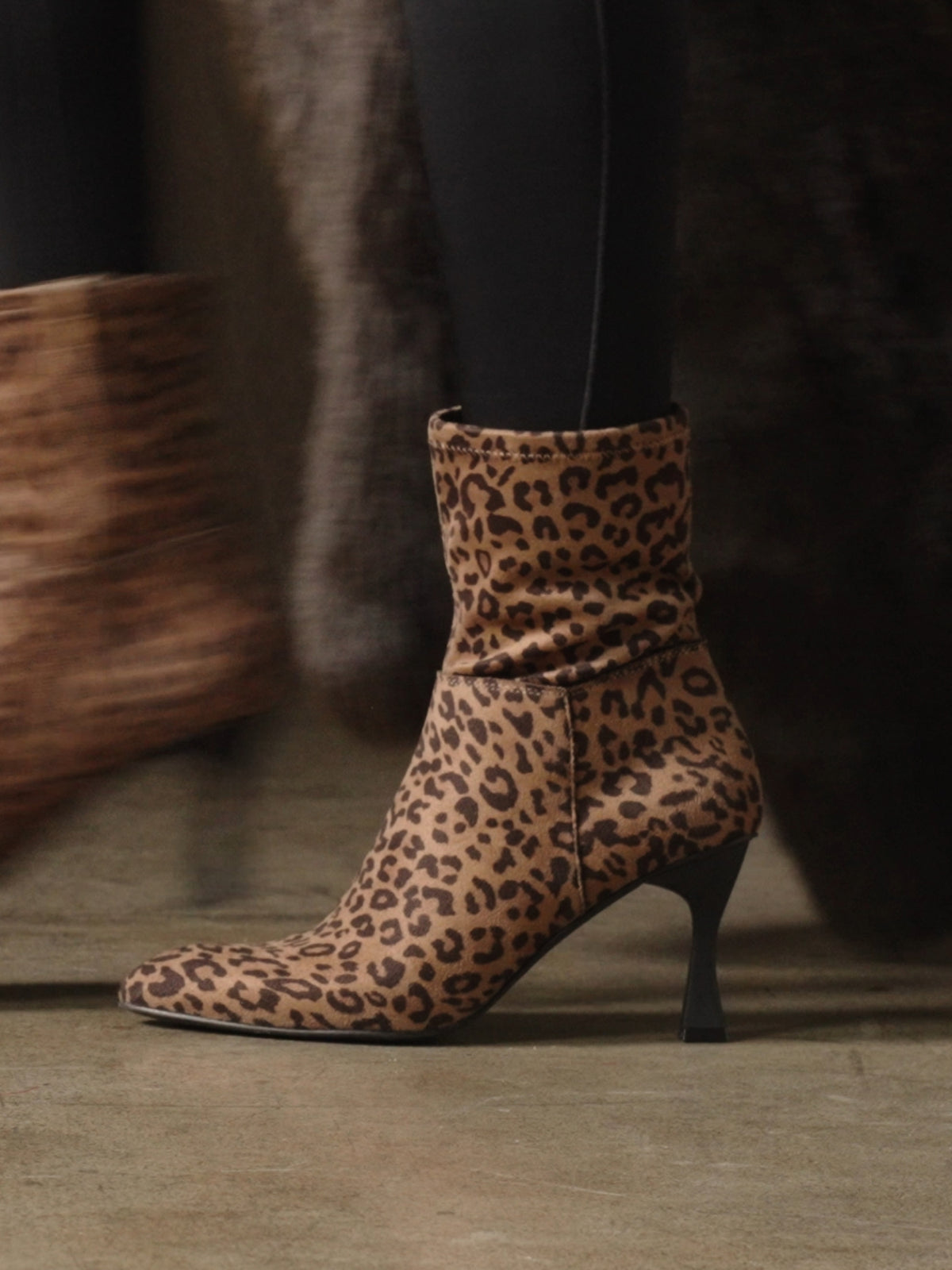 The Goldie | Leopard Print Sculpt Heel Ankle Bootie