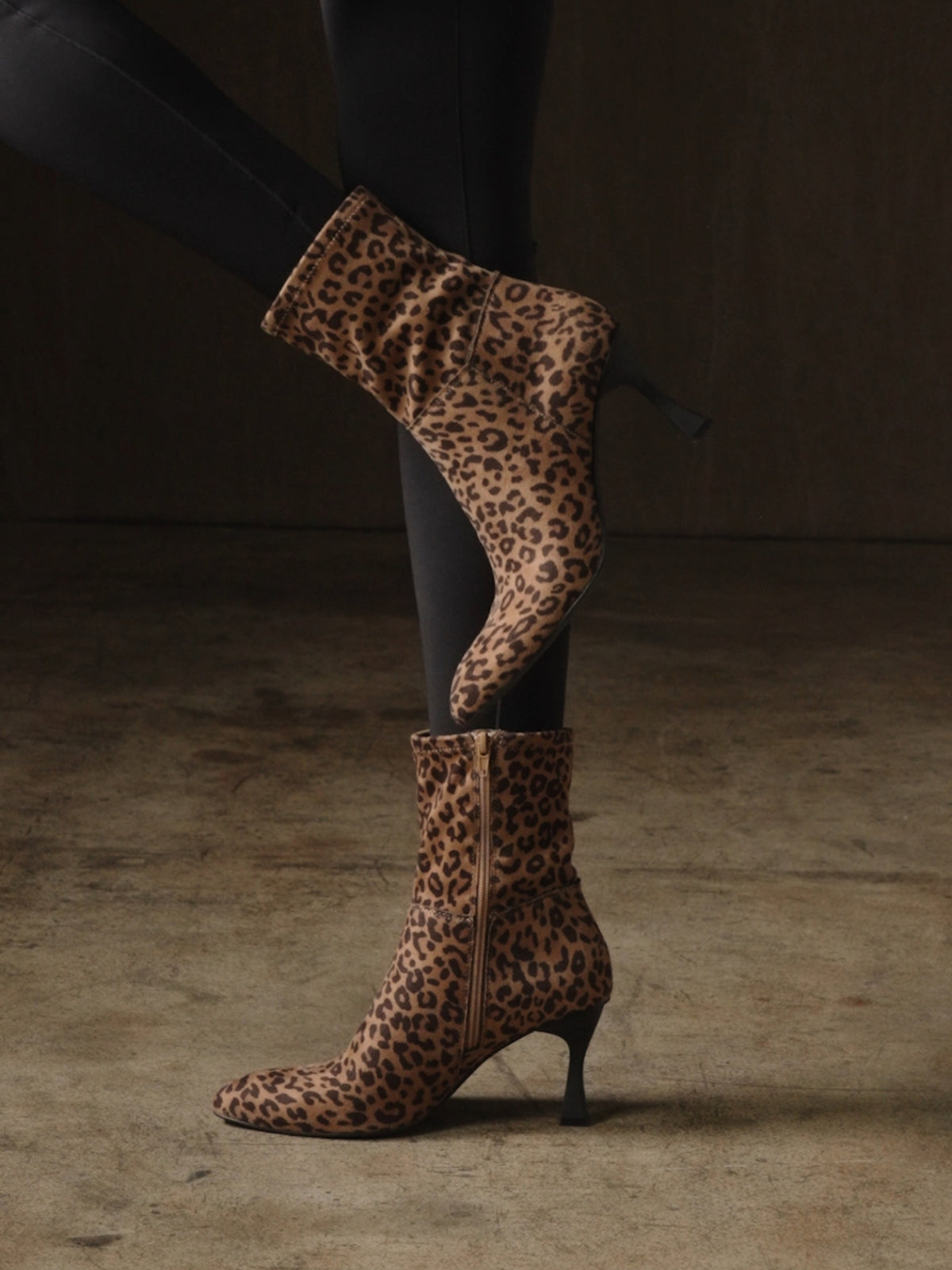 The Goldie | Leopard Print Sculpt Heel Ankle Bootie