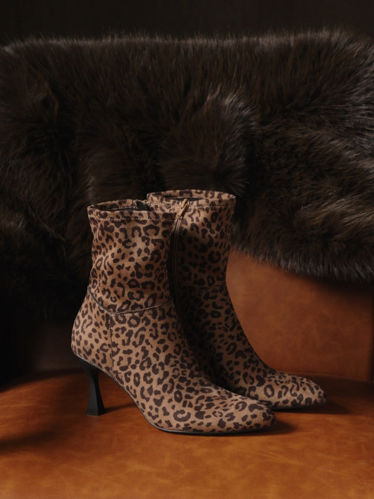 The Goldie | Leopard Print Sculpt Heel Ankle Bootie