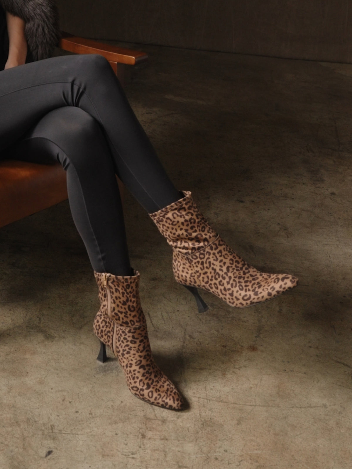 The Goldie | Leopard Print Sculpt Heel Ankle Bootie