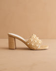 The Holland | Natural Pearl Raffia Block Heel Mule