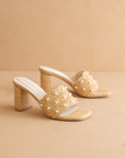 The Holland | Natural Pearl Raffia Block Heel Mule