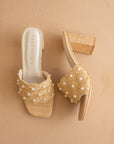 The Holland | Natural Pearl Raffia Block Heel Mule
