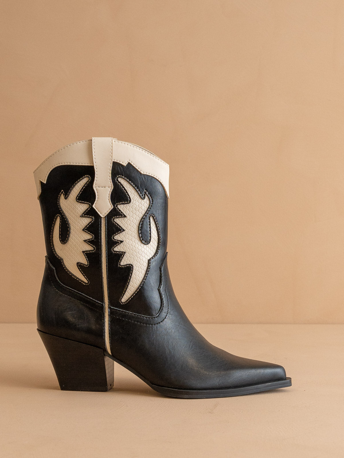 The Houston | Black Layered panel cowboy boot