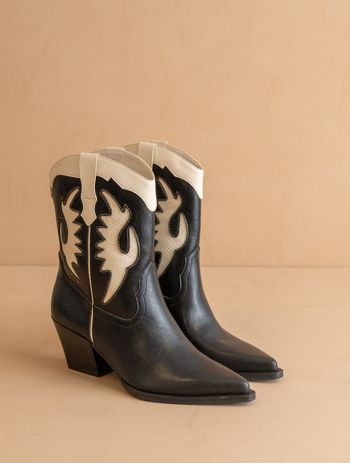 The Houston | Black Layered panel cowboy boot