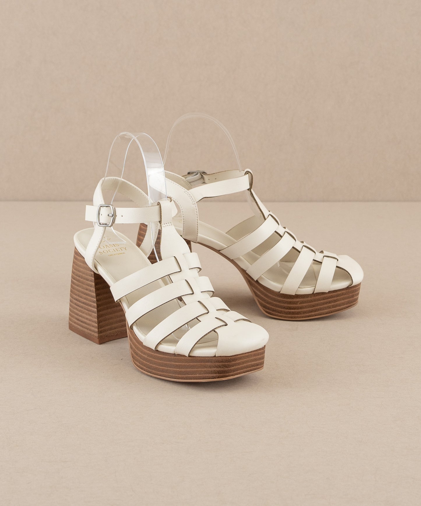 The Hailee | White Gladiator Cage Platform Heels