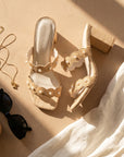 The Helena | Natural Raffia Resort Block Heel Sandal with Pearl Details
