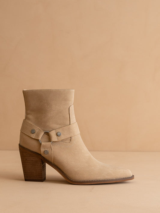 The Jackson | Khaki Pointed Toe Moto Bootie