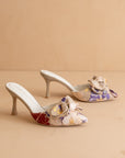 The Jane | Floral Pointed Toe Bow Accent Kitten Heel