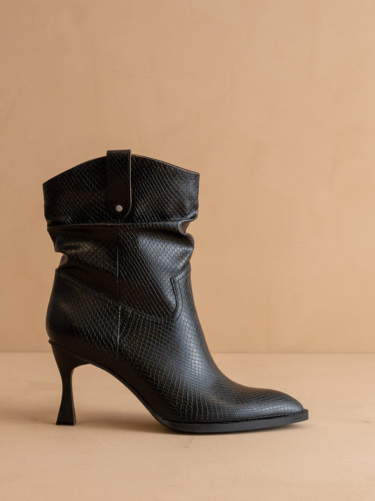 The Jolene | Black Kitten Heeled Western Boot