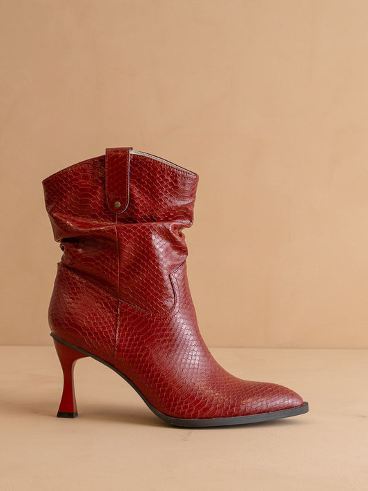 The Jolene | Red Kitten Heeled Western Boot