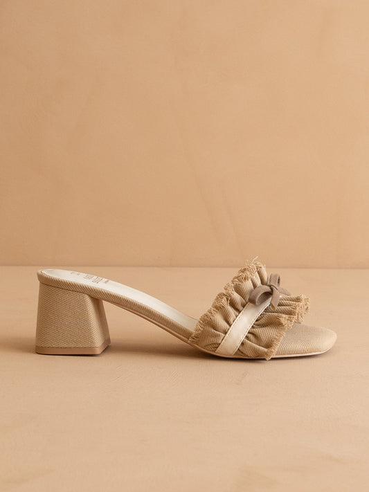 The Julissa | Khaki Romantic Low Heel Sandal