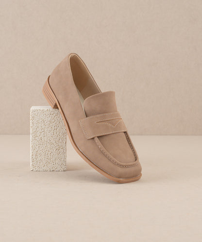 The June - Cedar Wood Classic square toe penny loafer