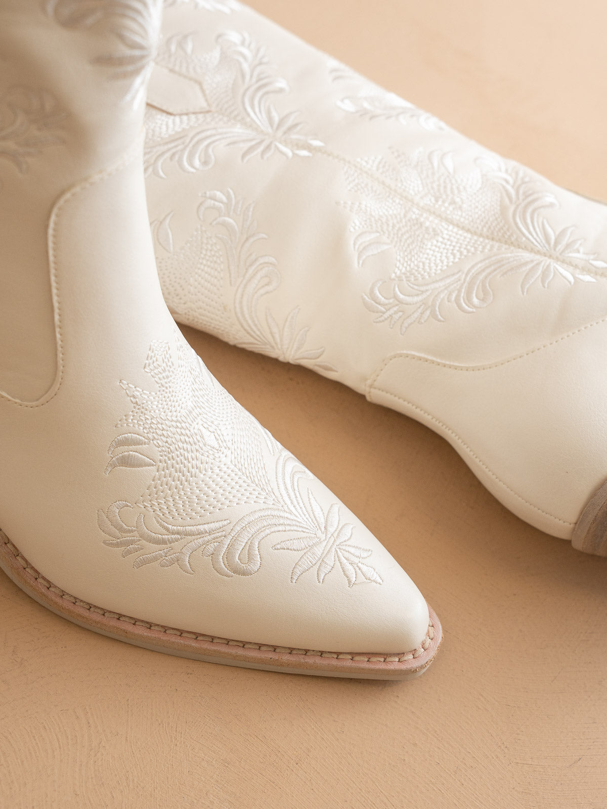 The Kamilla | White on White Embroidered Cowboy Wedding Boot