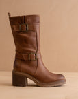 The Kristen | Brown Moto Buckle Boot