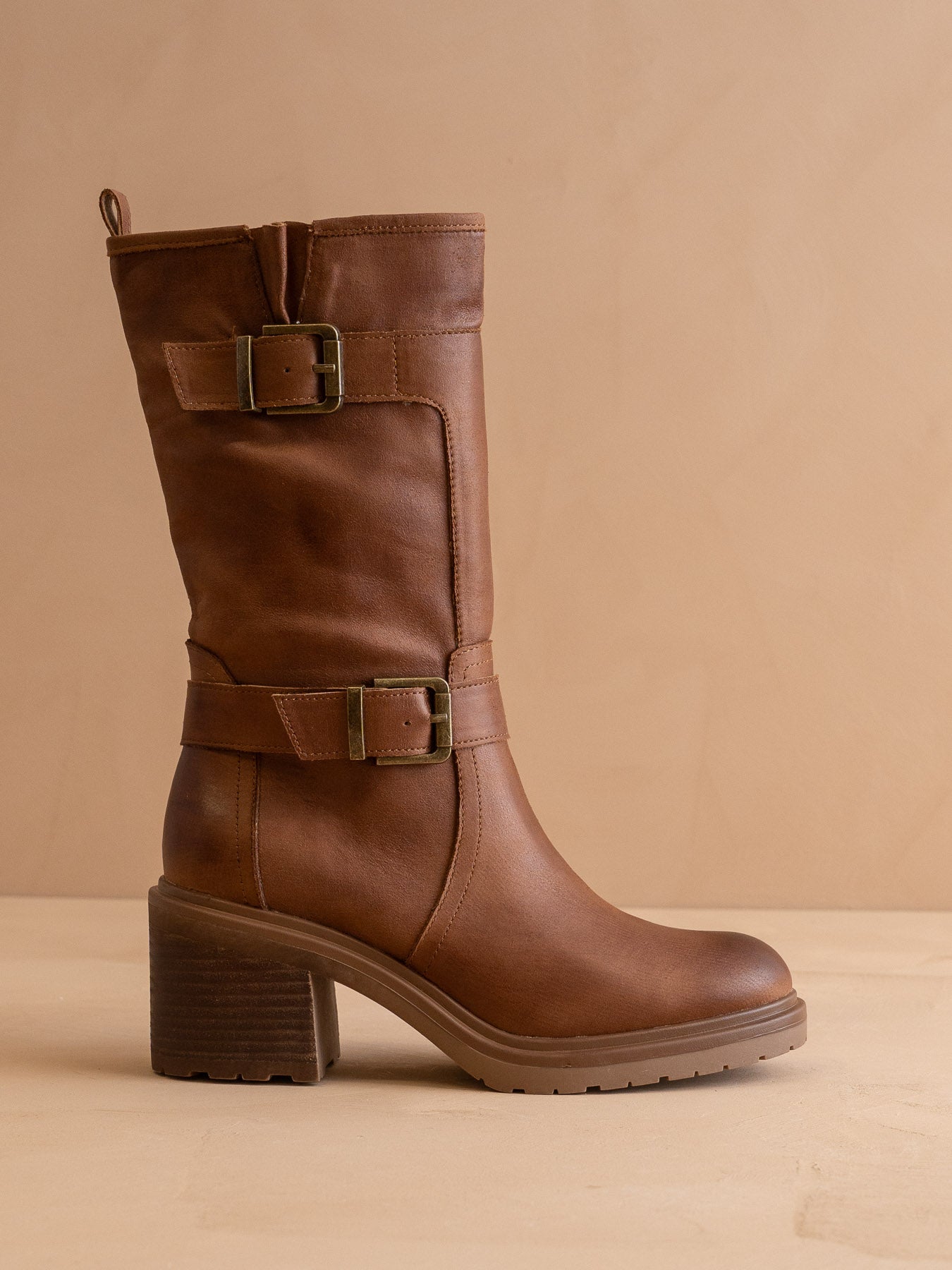 The Kristen | Brown Moto Buckle Boot