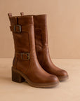 The Kristen | Brown Moto Buckle Boot