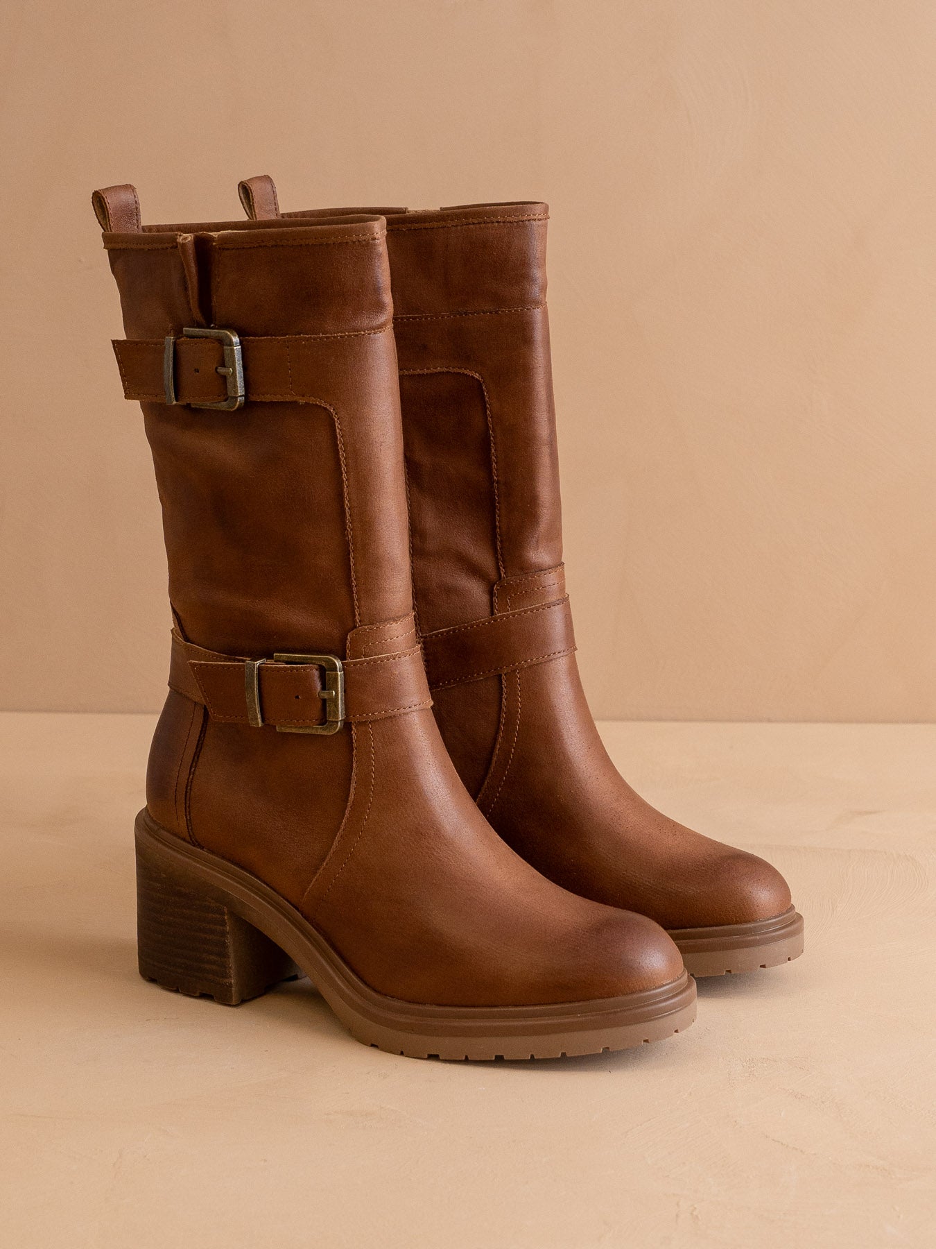 The Kristen | Brown Moto Buckle Boot