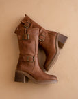 The Kristen | Brown Moto Buckle Boot