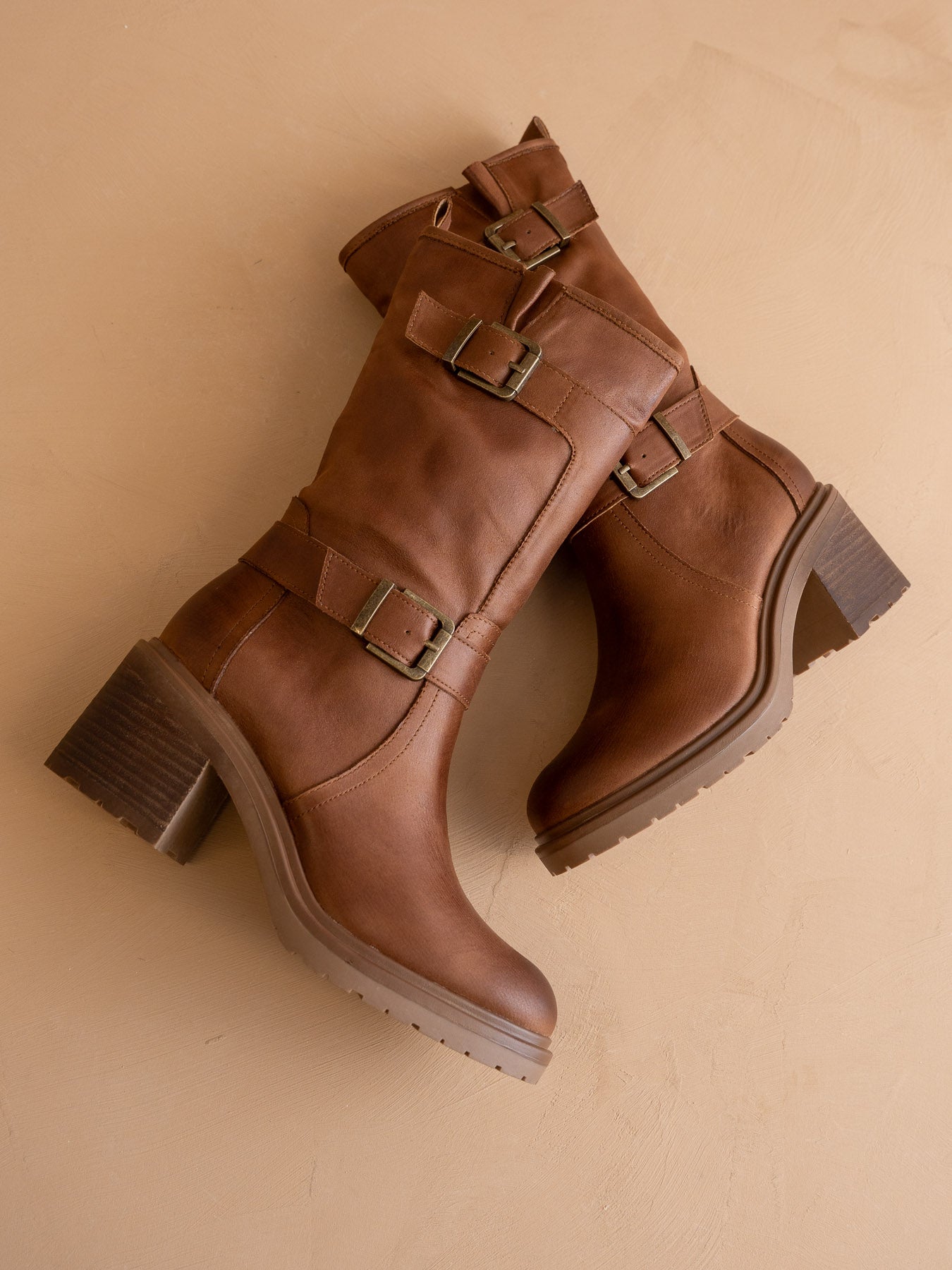 The Kristen | Brown Moto Buckle Boot