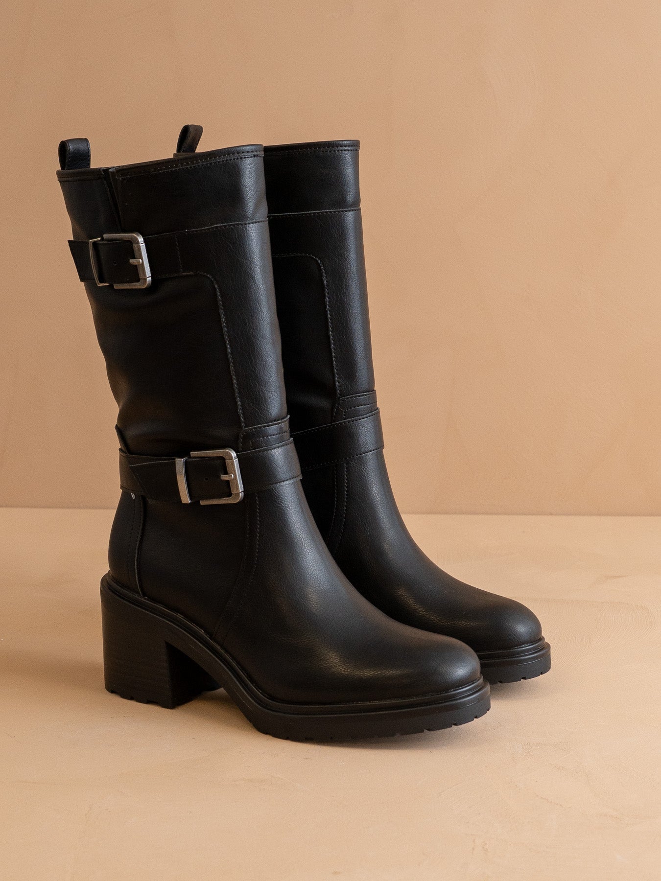 The Kristen | Black Moto Buckle Boot
