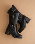 The Kristen | Black Moto Buckle Boot