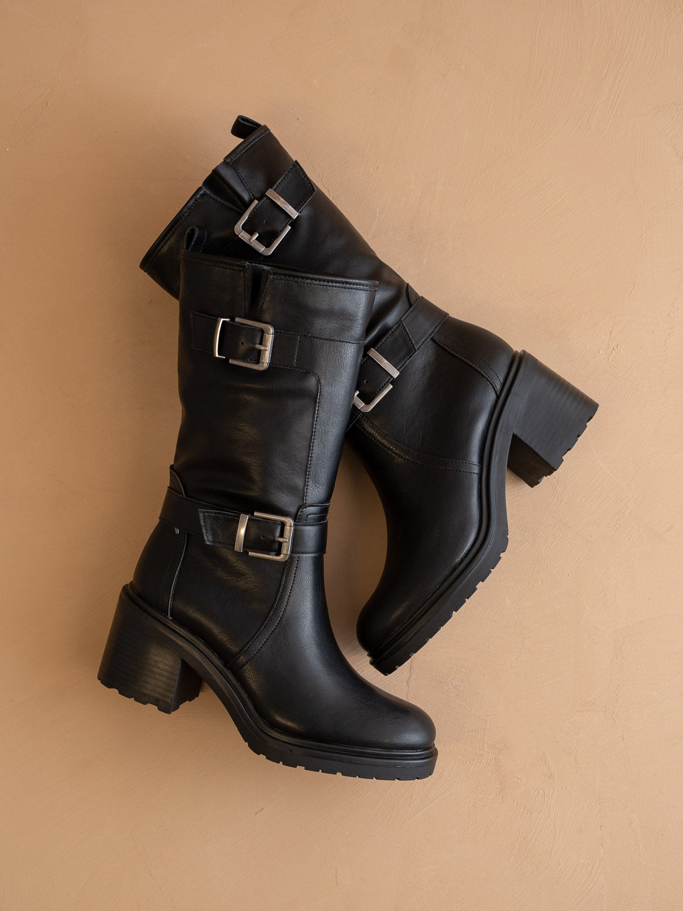 The Kristen | Black Moto Buckle Boot