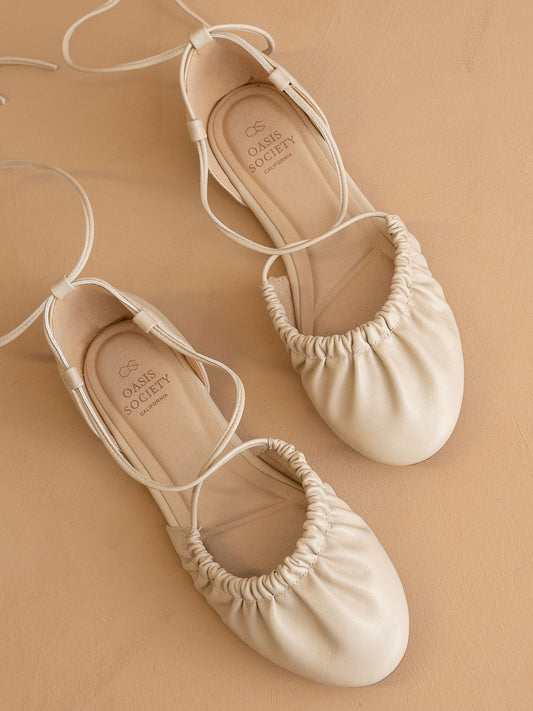 The Laney | Beige Lace Up Ballet Flat