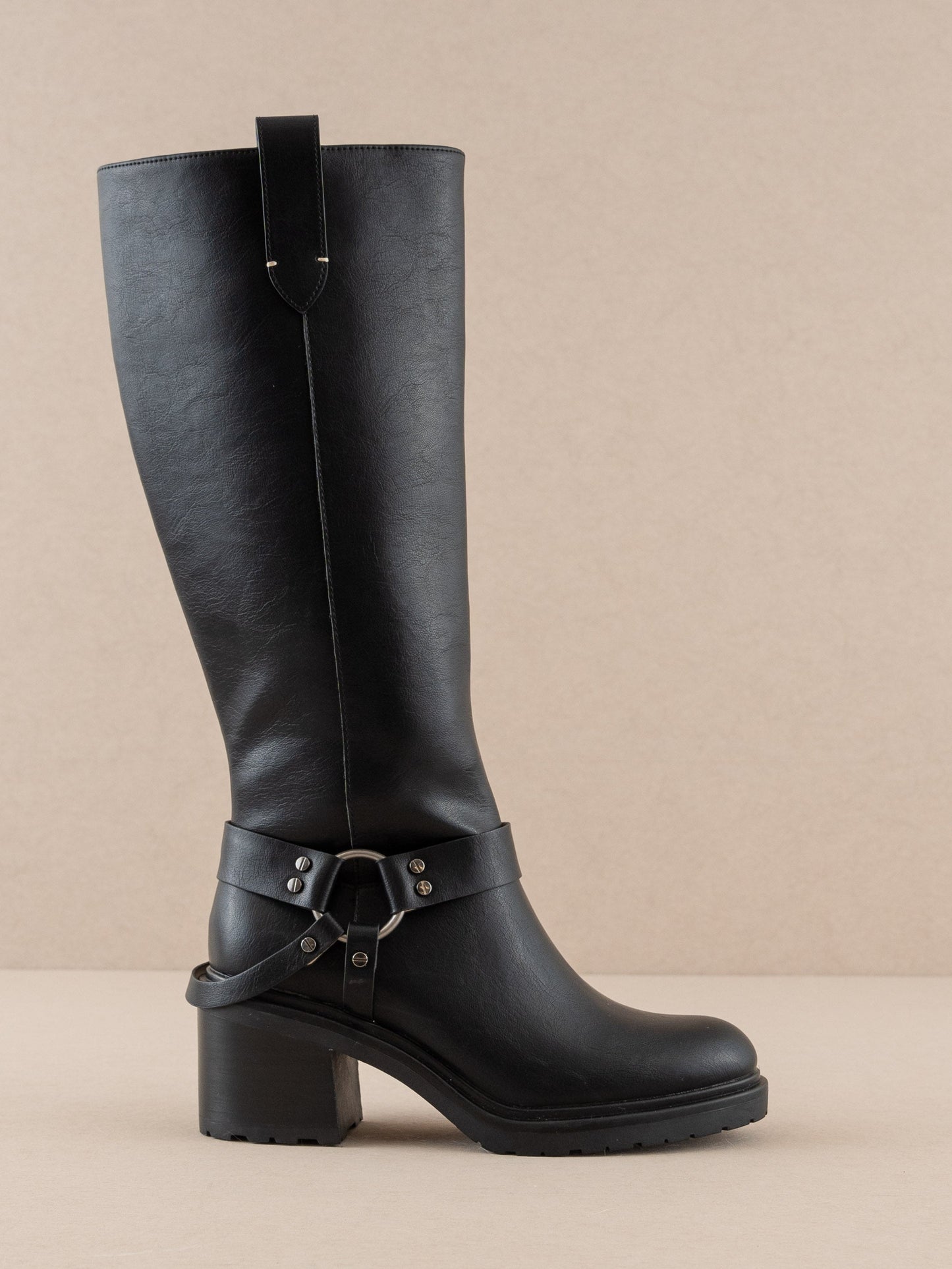 The Leanne | Black Moto Knee High Boot