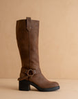 The Leanne | Coffee Moto Knee High Boot