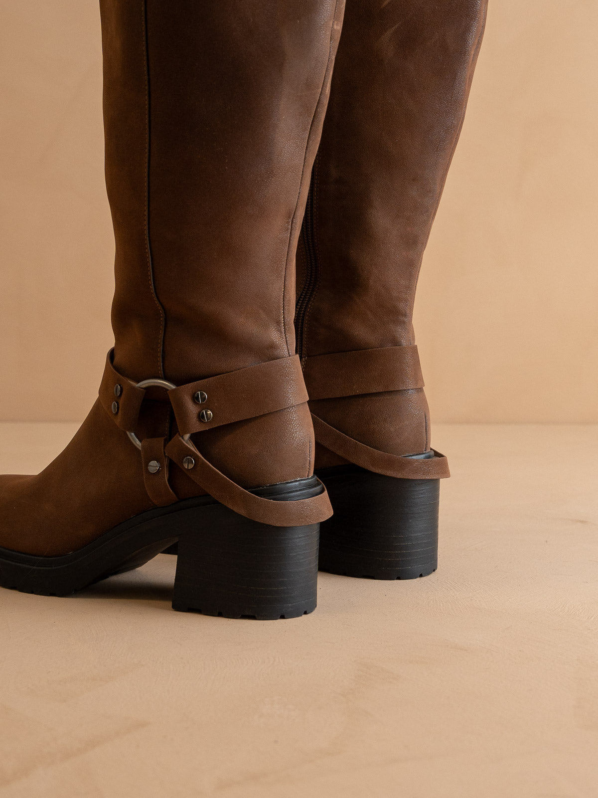 The Leanne | Coffee Moto Knee High Boot – Oasis Society