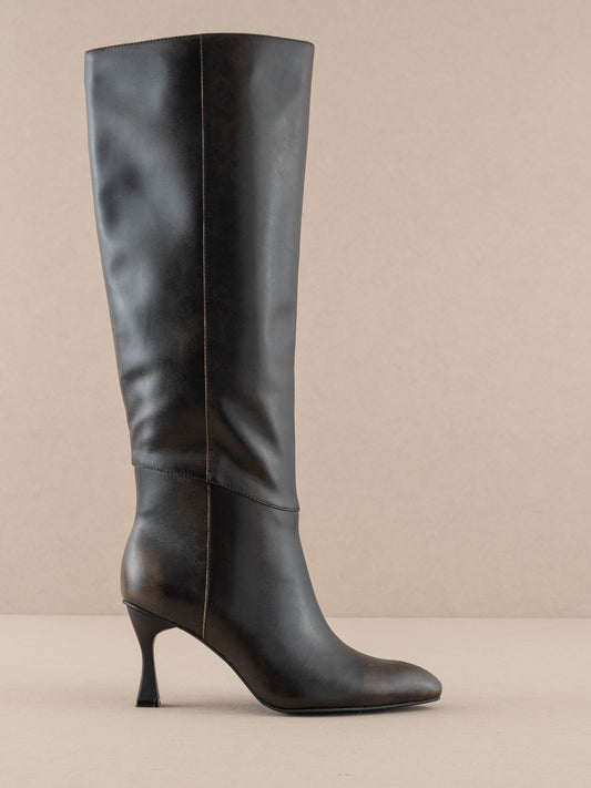 The Lexington | Black Pointed Toe Knee High Boot