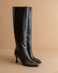 The Lexington | Distressed Black Brown Pointed Toe Knee High Boot *FINAL SALE*