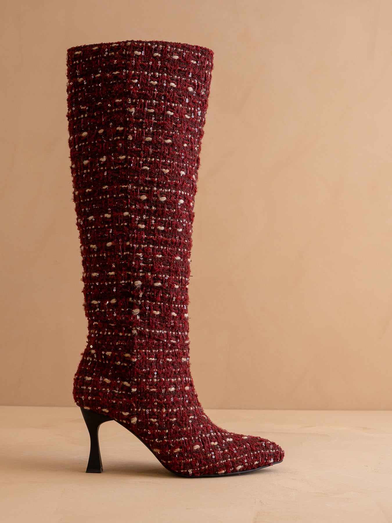 The Lexington | Ruby Tweed Pointed Toe Knee High Boot