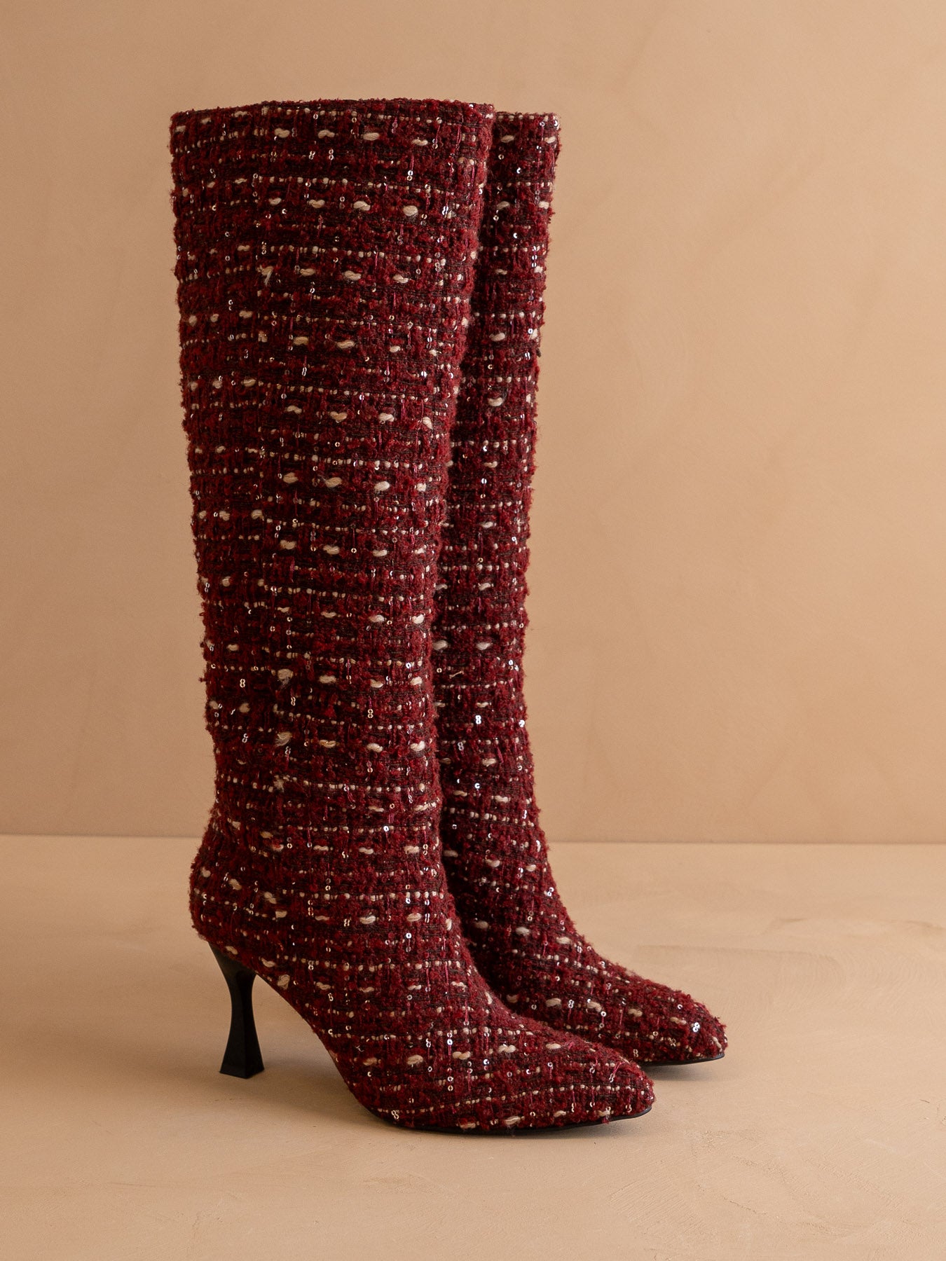 The Lexington | Ruby Tweed Pointed Toe Knee High Boot