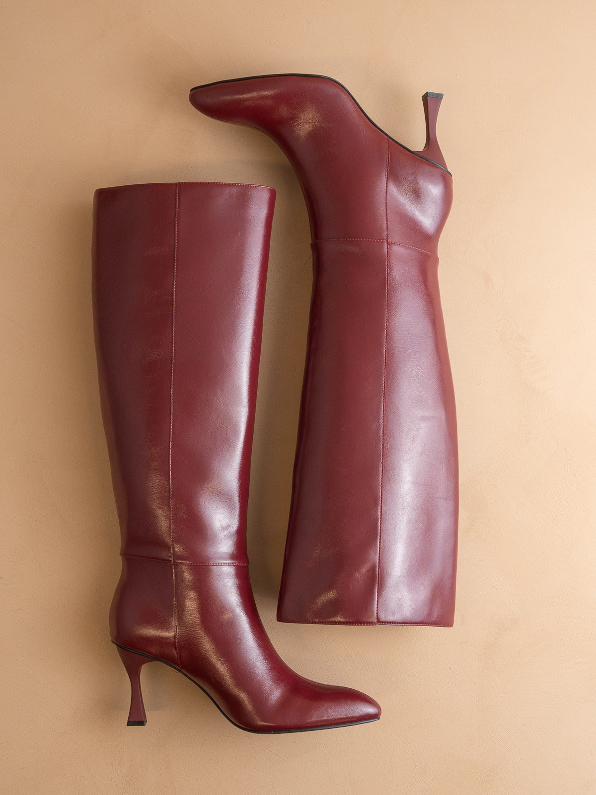 The Lexington | Burgundy Wine Pointed Toe Knee High Boot – Oasis