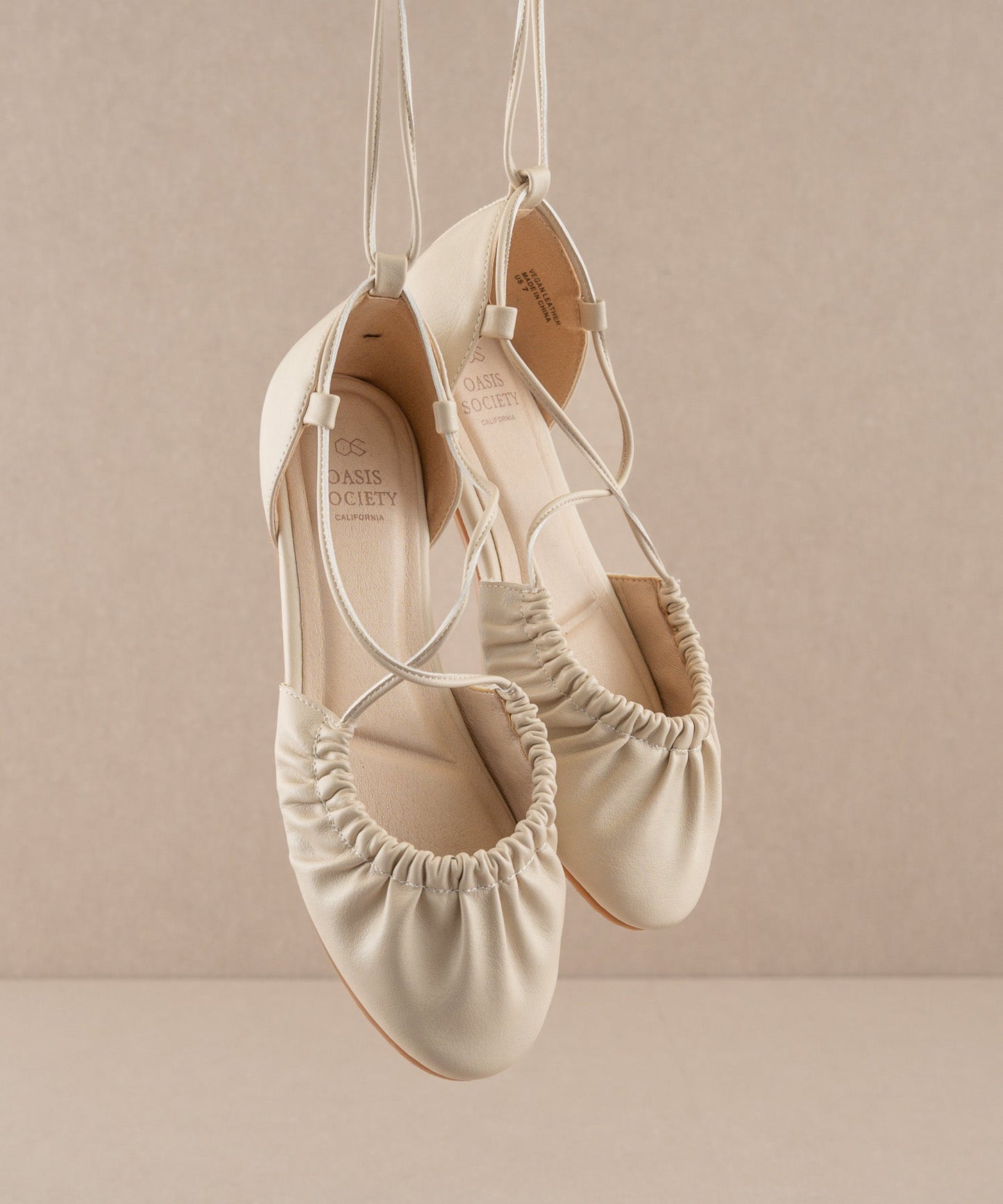 The Laney | Beige Lace Up Ballet Flat