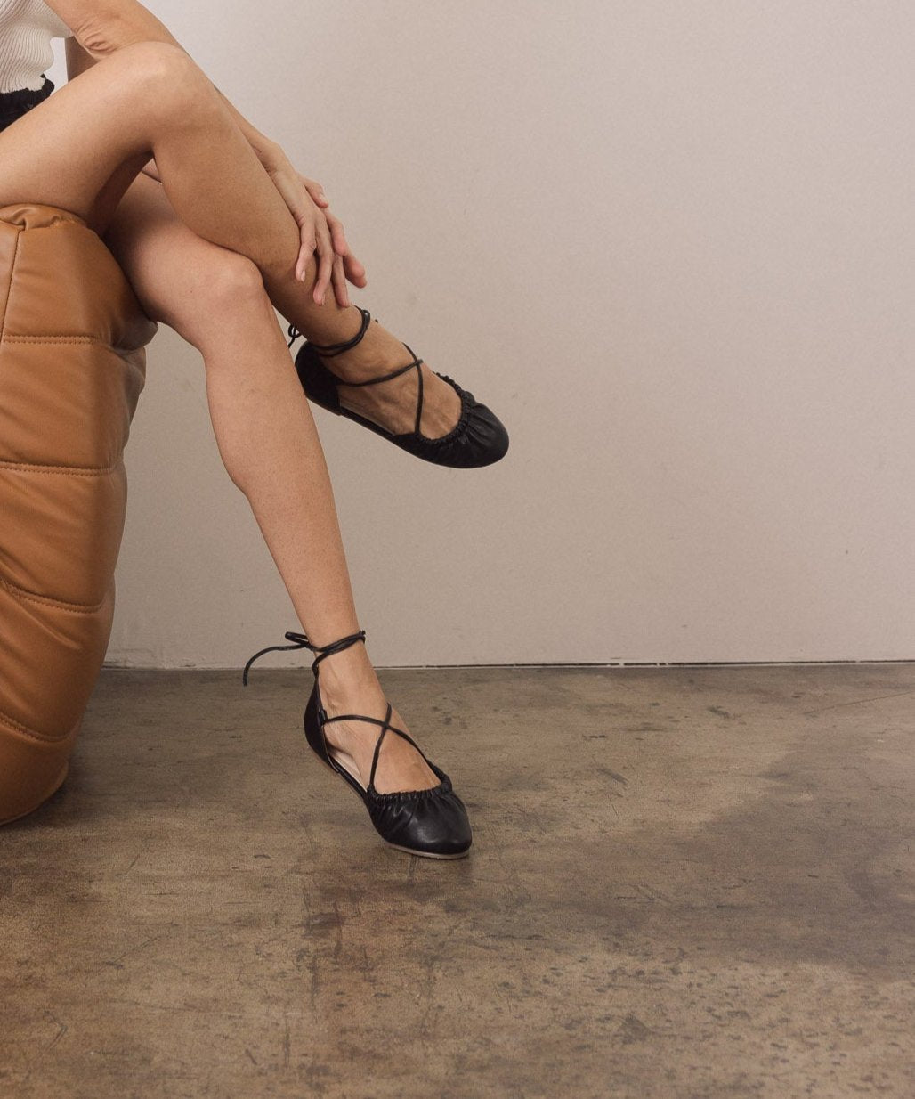 The Laney | Black Lace Up Ballet Flat