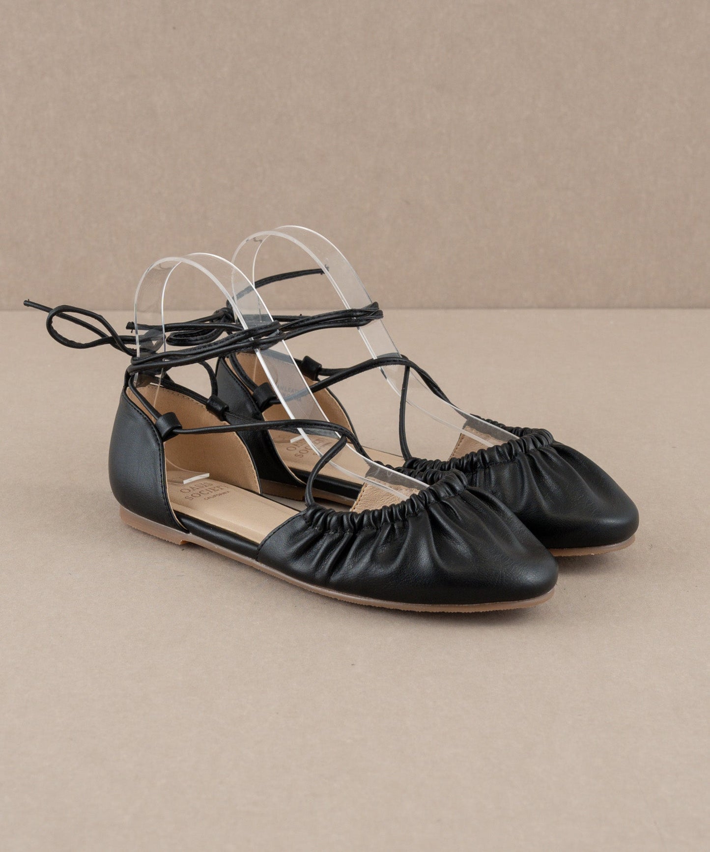 The Laney | Black Lace Up Ballet Flat