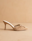 The Maven | Sand Pointed Kitten Heel with Bow