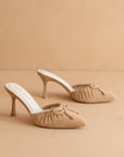 The Maven | Sand Pointed Kitten Heel with Bow