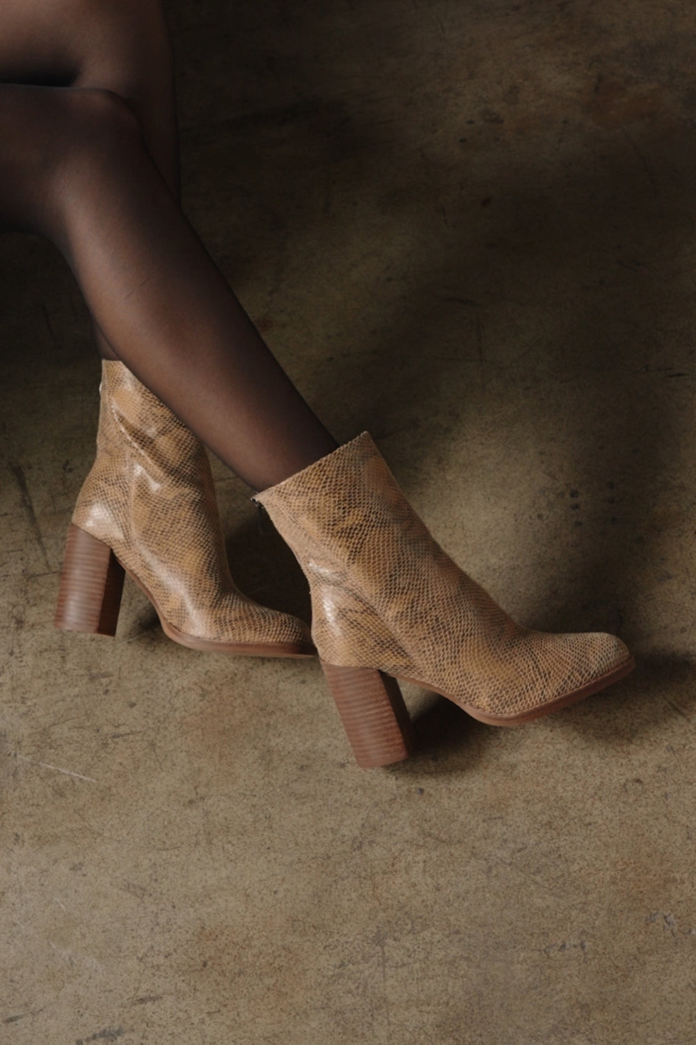 The Maxine | Snakeskin Suede Block Heel Bootie