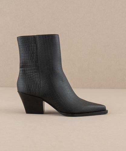 The Miley | Black Alligator print pointed toe bootie - FINAL SALE