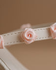 The Nia | White Rosette Adorned Block Heel *FINAL SALE*