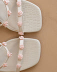 The Nia | White Rosette Adorned Block Heel *FINAL SALE*
