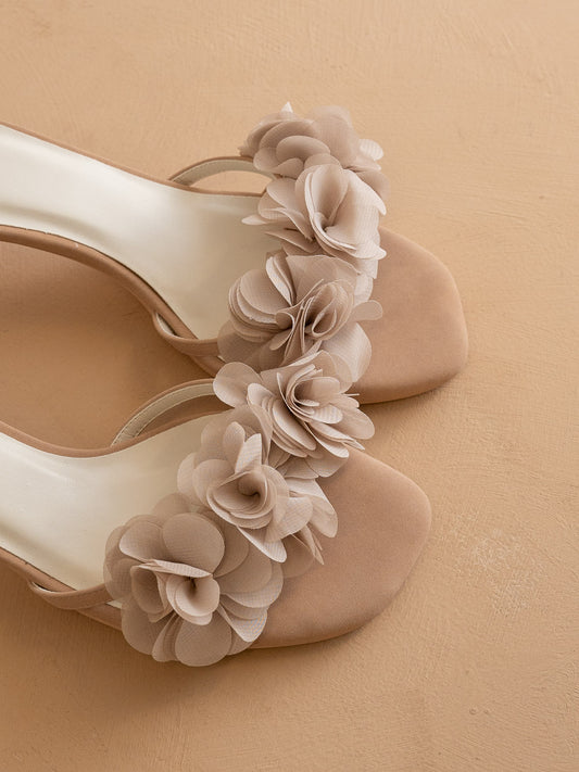 The Noor | Dusty Pink Romantic Petal Detail Heels