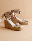 The Oceana | Rose Garden Floral Wrap Espadrille Wedge
