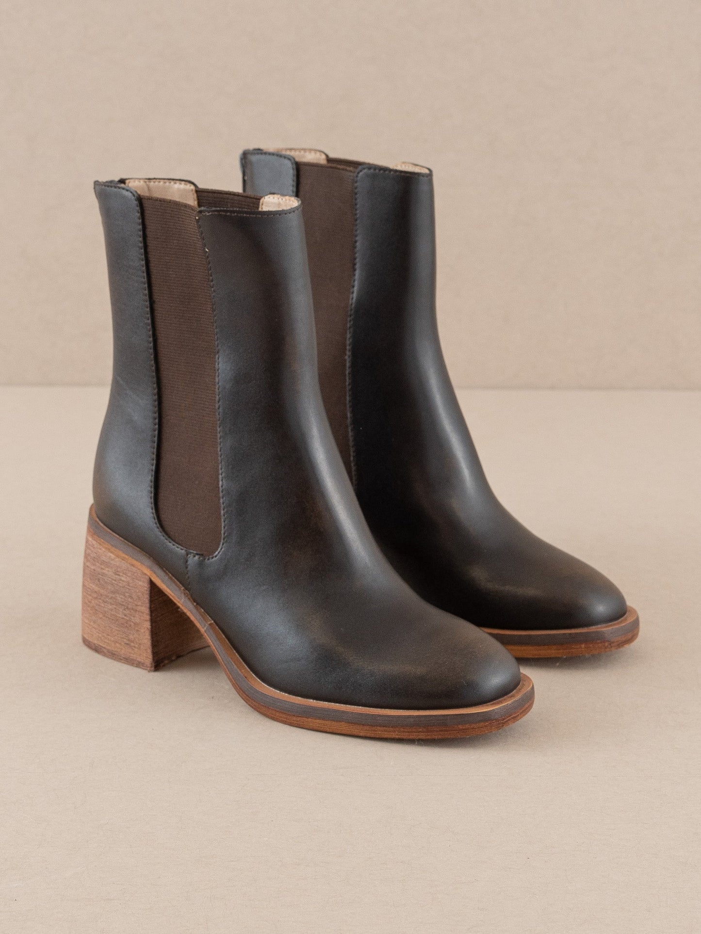 The Olivia | Espresso Chelsea Heel Boots